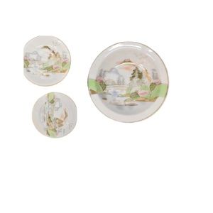 Kutani Japan Hand Painted Set 4 Pieces Dish Set Pretty
